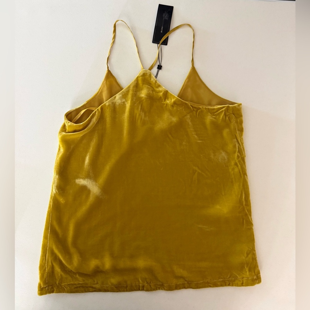 BCBBMaxazria Nadya Velvet Top Size XXS Women Cumin Gold Yellow Classic Cami - Picture 4 of 6